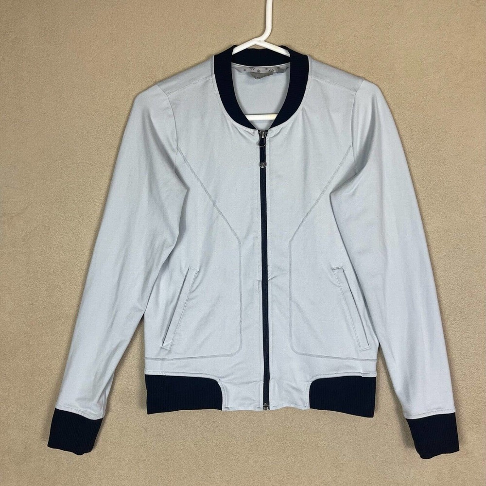 Athleta Athletic Jacket‎ Adult Extra Small White Bombastic Bomber Full Zip Mens